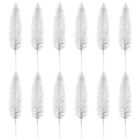 

Qumonin 12pcs Xmas Glitter Powder Simulated Leaves Wreath Leaves Adorn Festival Decor
