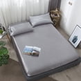 thumbnail image 2 of SOLLED Full Fitted Solid Color Bed Sheet Ice Silk Bed Cover Breathable Soft Comfortable Bed Set, 2 of 6