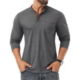 thumbnail image 2 of GIRUNS Men's Henley Shirts Long Sleeve Button T-Shirt Casual Stylish Cotton Pullover Shirt with Pocket Dark Gray L, 2 of 6