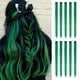 thumbnail image 3 of FESHFEN Extensiones de cabello con clip verde, extensión de cabello de color, 10 piezas, pieza de cabello resaltado, clip sintético recto colorido en postizos para mujeres y niñas, fiesta diaria, Navi, 3 of 4