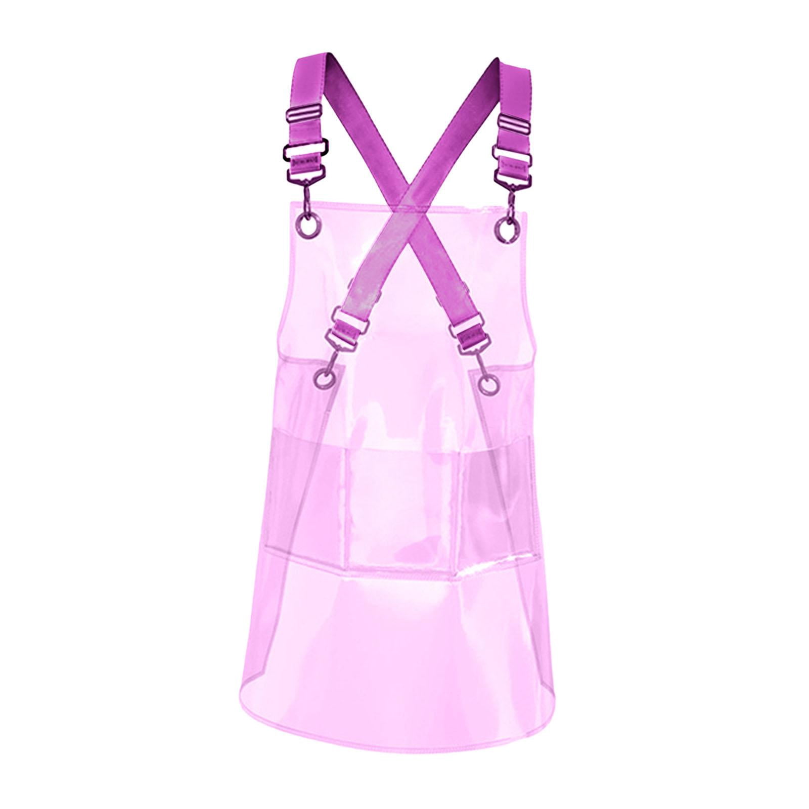 Fiocias Transparent Apron Hair Stylist Apron Gardening Chef Apron with Pocket for Flower Pink 80cm