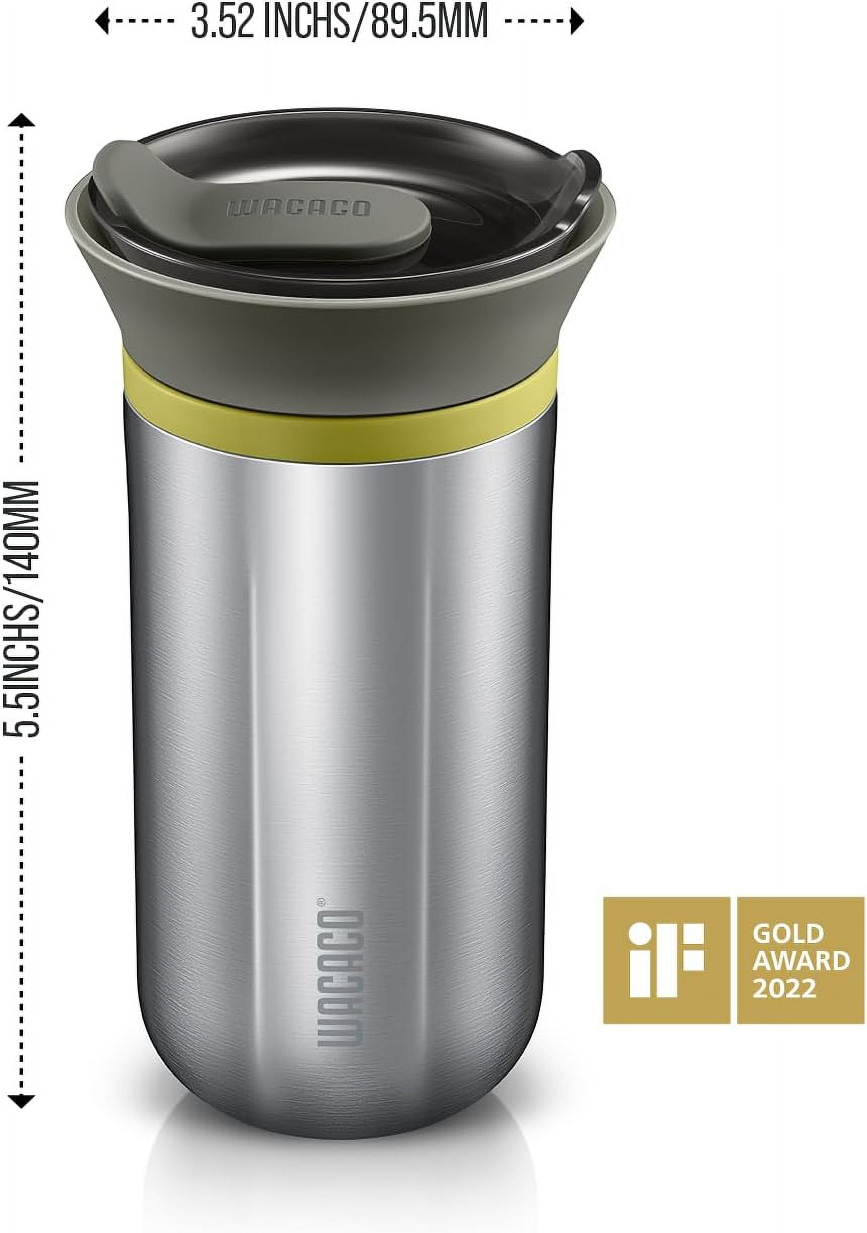 Wacaco Cuppamoka Pour-Over Coffee Maker, Portable Drip Coffee Maker with 10 Cone Paper Filters, Stainless Steel, 10 floz