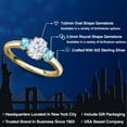thumbnail image 2 of Gem Stone King 18K Yellow Gold Plated Silver White Moissanite and Swiss Blue Topaz Engagement Ring for Women | 1.30 Cttw | Oval 7X5MM | Gemstone Birthstone | Size 9, 2 of 7