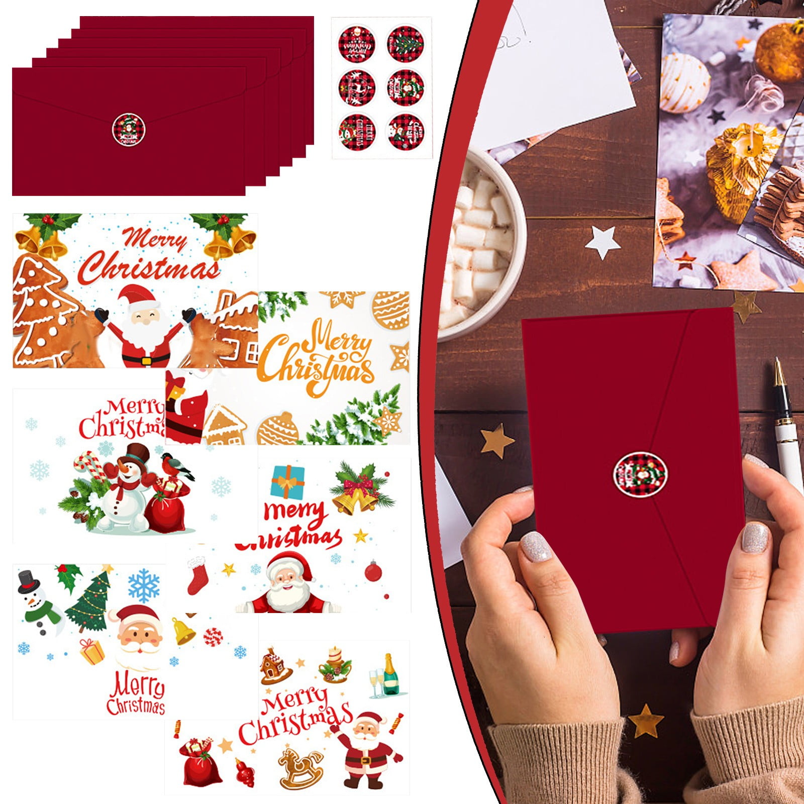 Christmas Greeting Cards with Envelopes & Stickers Assorted Christmas Holiday Cards Merry Christmas Note Cards for Xmas Family Friends Holiday Card Set with Envelopes