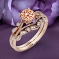 thumbnail image 3 of Boho & hippie 1.75 Carat Round Cut Morganite And Diamond Moissanite Engagement Ring Set, Matching Curved Wedding Band in 925 Sterling Silver With 18k Rose Gold Plating, Promise Ring, Anniversary Ring, 3 of 3
