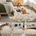 thumbnail image 6 of 3.3ft Round Rug, Vintage Botanical Non-Skid Rubber Backing Large Area Rugs - Living Room Bedroom Home Office, Spring Floral Summer Botanical Rustic Indoor Floor Mat Carpets Washable Rug, 6 of 9