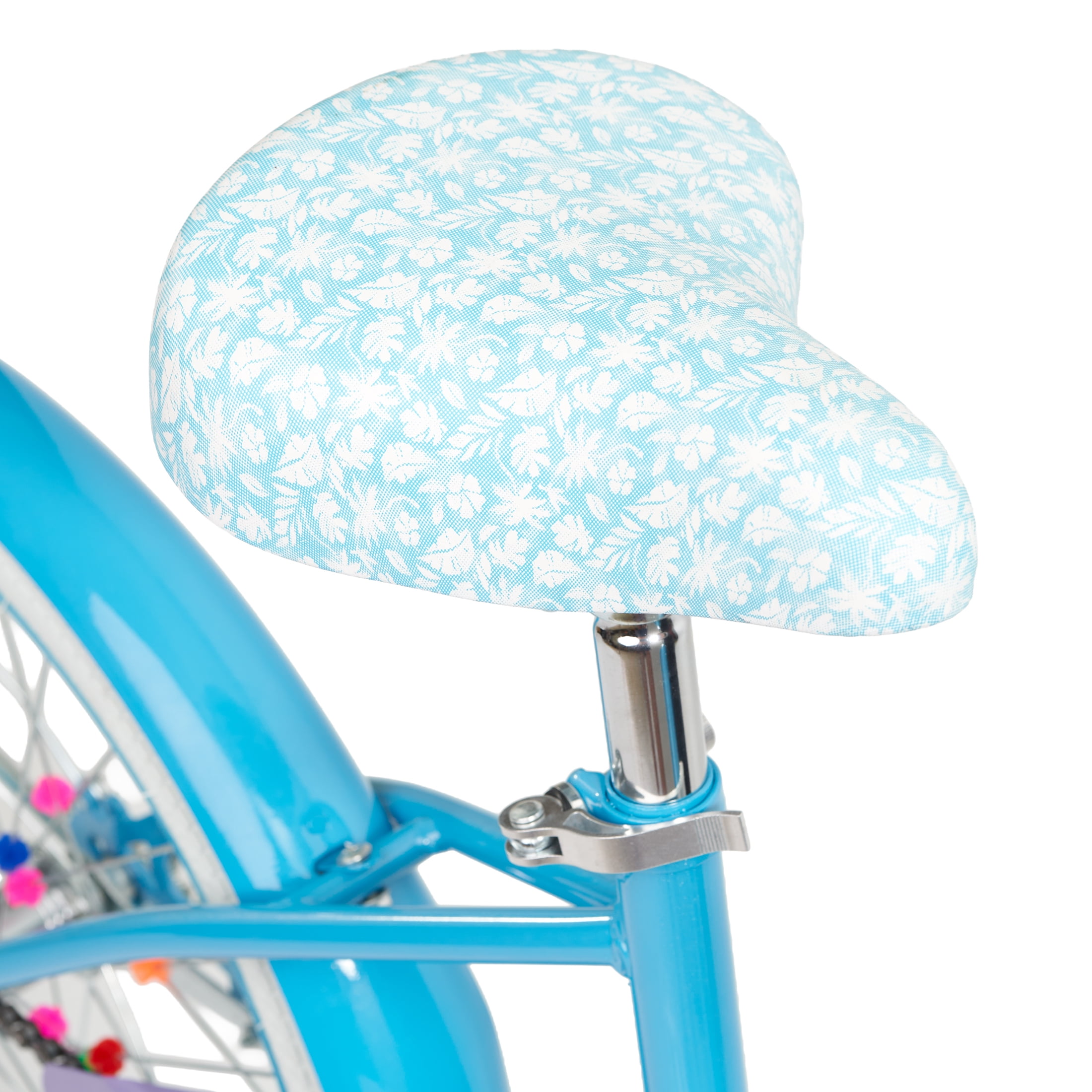 Justice Coastline Classics 20” Blue Glitter Cruiser Kids’ Bike with Spoke Charms & Bike Pouch