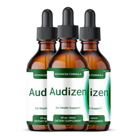 AudiZen Liquid Drops, Hearing and Ear Health, Audi Zen Drops, All Natural Formula Supplement 60 mL per Bottle (3 Pack)