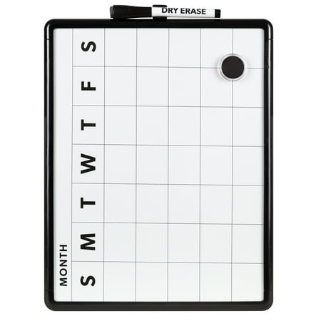 U Brands Monthly Dry Erase Calendar Whiteboard, 11" x 14", Black, 4211U