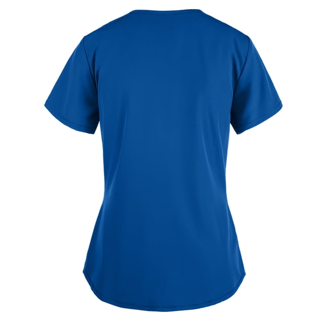 Heliisoer Women Short Tops Working Sleeve V-neck Uniform Solid Color Pocket Blouse