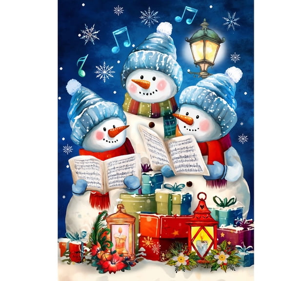 Briarwood Lane Winter Christmas House Flag 40x28 For Outdoor Singing Snowmen For Christmas House Flag