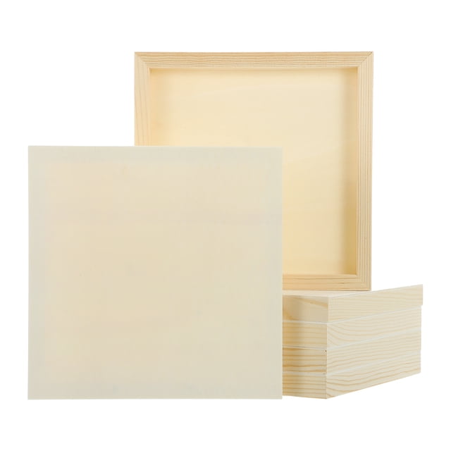 Uxcell 6Pcs Tableros de Lienzo de Madera, Lienzos de Arte de Madera de 8x8 Pulgadas, Panel de Madera Sin Terminar para Pintura, Manualidades, Proyectos de DIY, Arte de Vertido