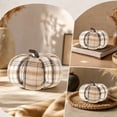 thumbnail image 6 of Byndra Plaid Fabric Artificial Pumpkins Decoration, Stuffed Fall Harvest Figurine, Farmhouse Tabletop Ornament for Shelf Mantel Home Thanksgiving Decor, 6 of 7