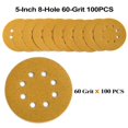 thumbnail image 3 of 5-Inch 8-Hole Hook and Loop Sanding Discs 60-Grit Random Orbit Sandpaper, 100-Pack, 3 of 7