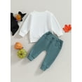 thumbnail image 4 of Wassery Baby Boys 2PCS Fall Clothes Infant Halloween Outfits Long Sleeve Crew Neck Letter Print Sweatshirt Drawstring Pants 6M 12M 18M 2T 3T Toddler Tracksuit Sets, 4 of 8
