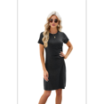 thumbnail image 3 of Round Neck Short Sleeve Dress Black S, 3 of 7