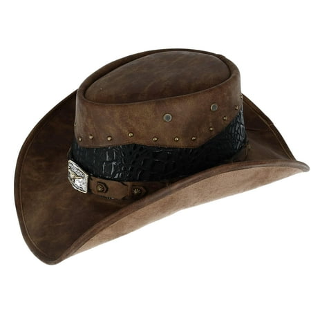 Kenny K Men's Faux Leather Western Hat with Medallion Detailed Crown ...