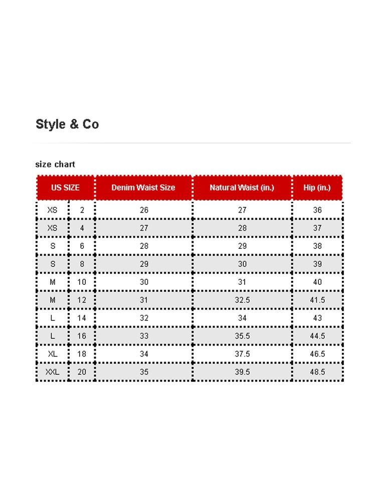 Style And Co Jeans Size Chart