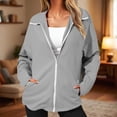 thumbnail image 2 of hlysgo Women's Casual Jacket Biker Moto Loose Fit Comfort Coat Lightweight Fall Bomber Outerwear Tops Gray,2xL, 2 of 5