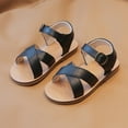 thumbnail image 2 of KPOPLK Toddler Girls Sandals Soft Sole Anti-Slip Open Toe Breathable Summer Outdoor First Walker Shoes Baby Sandals 2-10Years Girls(Black,7), 2 of 8