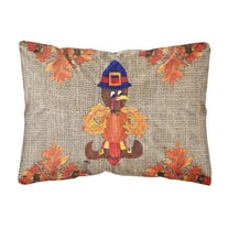 Carolines Treasures 8743PW1216 Thanksgiving Turkey Pilgrim Fleur de lis Decorative Canvas Fabric Pillow, 12H x16W,
