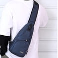 thumbnail image 4 of sweethay Bolsa de pecho impermeable de gran capacidad con carga USB, correa para el hombro, revistas, almacenamiento fácil Electrónica Azul, 4 of 6