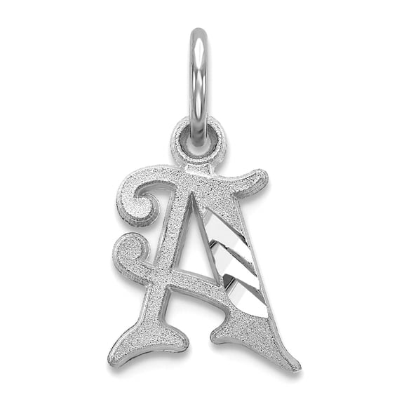 9mm 10k White Gold Sparkle-Cut Letter Name Personalized Monogram Initial A Charm Pendant Necklace for Women