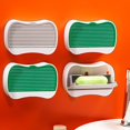 thumbnail image 3 of 2 Piezas Porta Jabonera Plegable con Drenaje, Soporte para Jabón en Barra sin Taladrar para Montar en la Pared Útil para Duchas, Baños, Cocinas, Soporte de Bandeja de Plástico para S, 3 of 5
