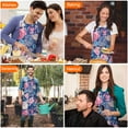 thumbnail image 4 of Pioneer Flower Floral Print Pattern Apron-Garden Aprons for Women with Pockets-Cotton Linen Waterproof Kitchen Cooking Gardening Aprons Adjustable for Kitchen,Cooking,BBQ and Salon 33x27 Inch, 4 of 7