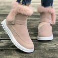 thumbnail image 4 of Winter Warmth Faux Fur Snow Boots Women 2024 Faux Suede Warm Plush Ankle Boots Woman Lightweight Non Slip Cotton Shoes Plus Size (Pink,37), 4 of 6