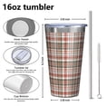 thumbnail image 4 of 16oz Tumblers Red and Green Plaid Christmas Pattern Stainless Steel Vacuum Insulated Double Wall Travel Tumbler Cups Mug with Lid and Straw,Cleaning Brush for Coffee,Tea, 4 of 4