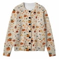 thumbnail image 3 of 2026 New Halloween Sweaters for Women Casual Knitted Cardigan Pullover Cute Pumpkin Graphic Fall Button Down Tops(Beige4,XXXXXL), 3 of 4