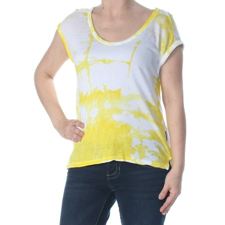 UPC 637865836309 product image for CALVIN KLEIN Womens Yellow Tie Dye Short Sleeve Scoop Neck Top  Size: XS | upcitemdb.com