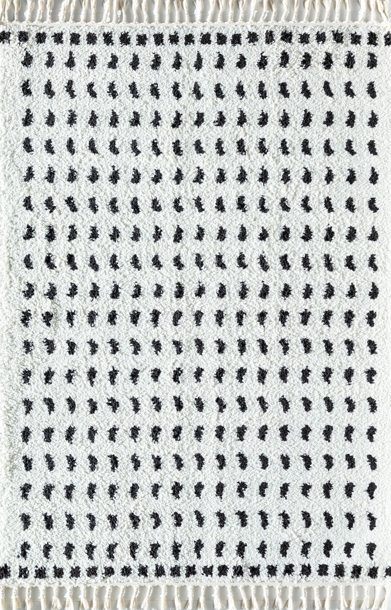 Rugs America BT15B Calm Creation Dots Modern White Area Rug, 2'6" x 4'