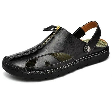 

Men S Sandals Outdoor Leather Closed Toe Beach Shoes Outdoor Summer Anti-Slip