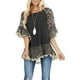 thumbnail image 2 of VISgogo Blusa de media manga para mujer, tops holgados de cuello redondo con estampado floral de leopardo, camisa informal de estilo simple VISgogo moda, 2 of 7