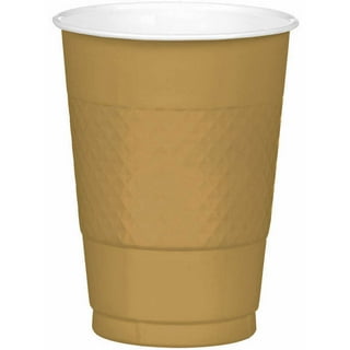 Disposable Plastic Cups, Gold Colored Plastic Cups, 12-Ounce