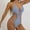 Blue, variant on Xysaqa Women's Sexy Cutout Cheeky One Piece Swimsuit Lace Up Halter Backless Thong Bikini Bathing Suit High Cut Monokini Summer Savings White L