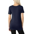 thumbnail image 3 of J. METHOD Women's Short Sleeve V-Neck T Shirts Premium Comfy Basic Daily Hip Length Tops NEWT413 Navy L, 3 of 4
