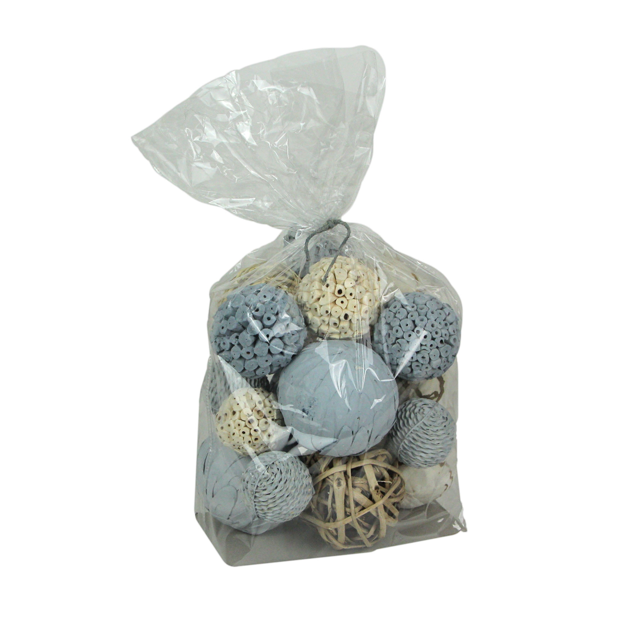 India House Bag of Natural Dried Grey Floral Balls Home Decor