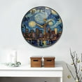 thumbnail image 3 of WOBOGO City Night View Acrylic Wall Clock Battery Operated 9.5in Silent No Tick Bedroom Living Room Office Classroom Decoration, 3 of 10