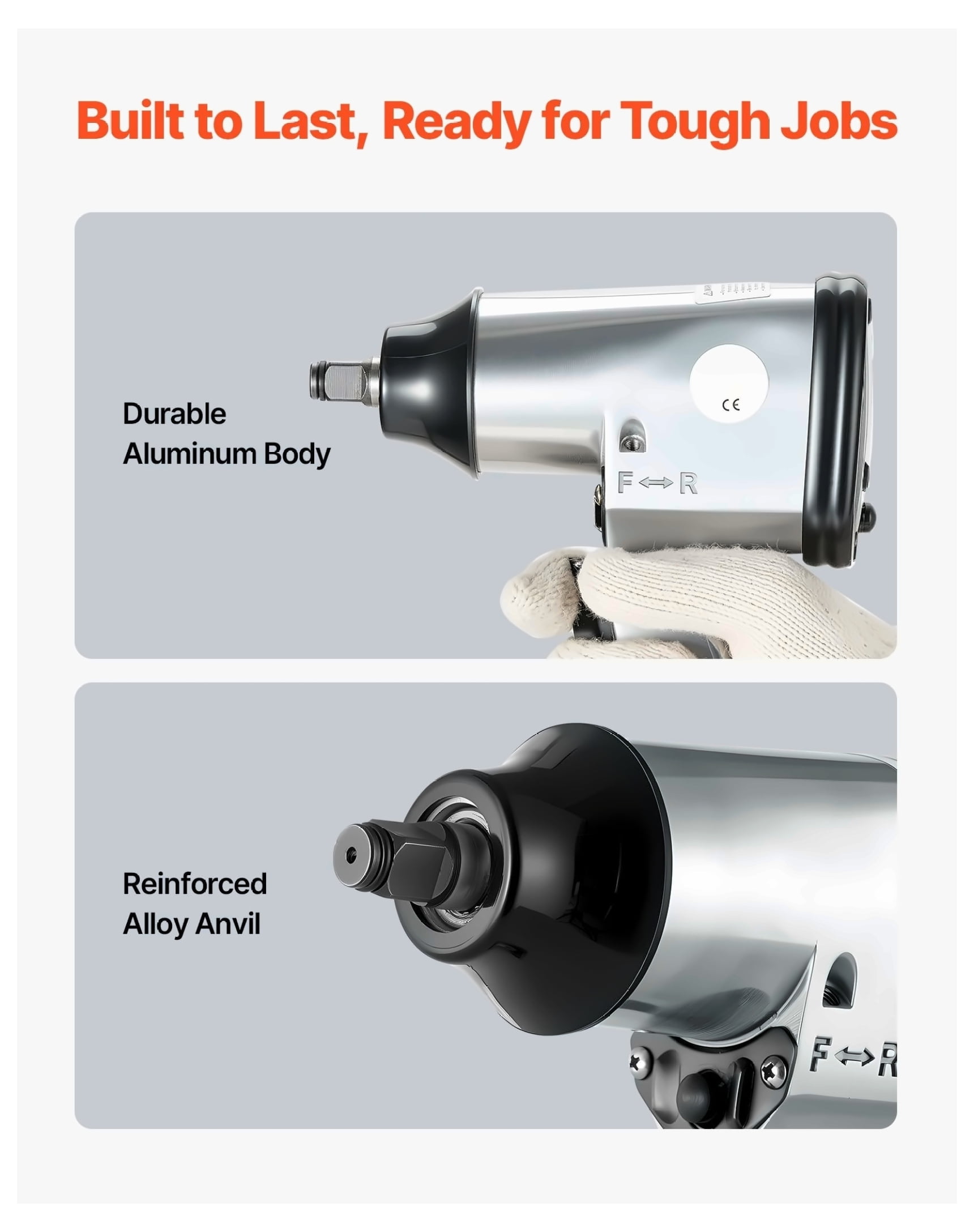 1/2" Air Impact Wrench & 3/8" Ratchet Wrench Combo Kit, 19pc Pro Air Tools Set - Auto Repair, DIY, Impact Sockets, Carrying Case
