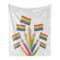 thumbnail image 1 of Rainbow Soft Flannel Fleece Throw Blanket, LGBT Pride Rights Solidarity Love Wins Community on Plain Background, Cozy Plush for Indoor and Outdoor Use, 50" x 60", Multicolor, by Ambesonne, 1 of 5