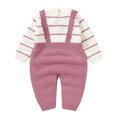 thumbnail image 5 of Mercatoo Newborn Baby Knitted Jumpsuit Overalls Striped Button Crotch Long Sleeve Rompe1 Sweater Infant Winter Warm Daily Onesi, 5 of 6