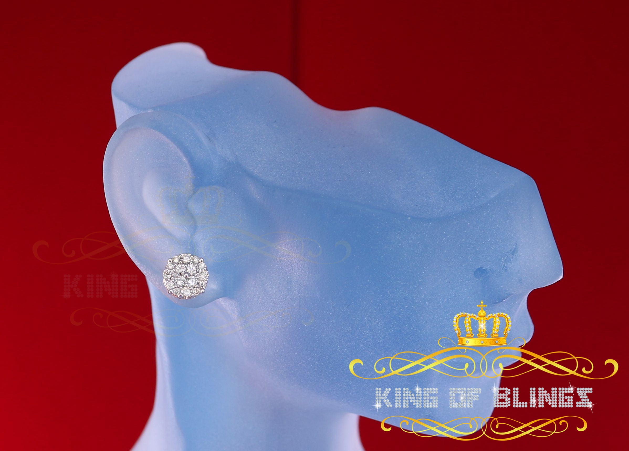 King of Bling's 10K Real Yellow Gold with 0.75CT Real Diamond Men's/Women's Stud Round Earrings