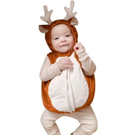 

EUMODR Button Up Top for Boys Neck Shirt Christmas Holiday Deer Costumes Tops Baby Boy Girl Party Outfits Clothes Toddler Hooded Sleeveless Xmas Festivals T Shirt