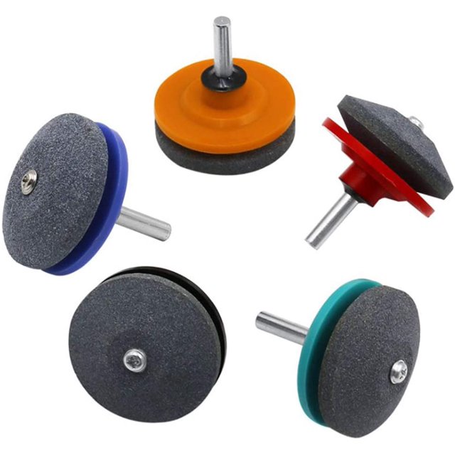 Afilador de cortacésped de 5 piezas, afilador de cuchillos de cortacésped universal, afilador de herramientas de afilado multifuncional para taladro eléctrico, herramienta de molienda, herramientas d TUNC Sencillez