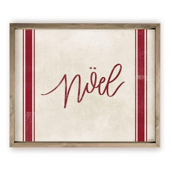 Noel with Red Border Rustic Wood Wall Sign 12x15 (Unframed)