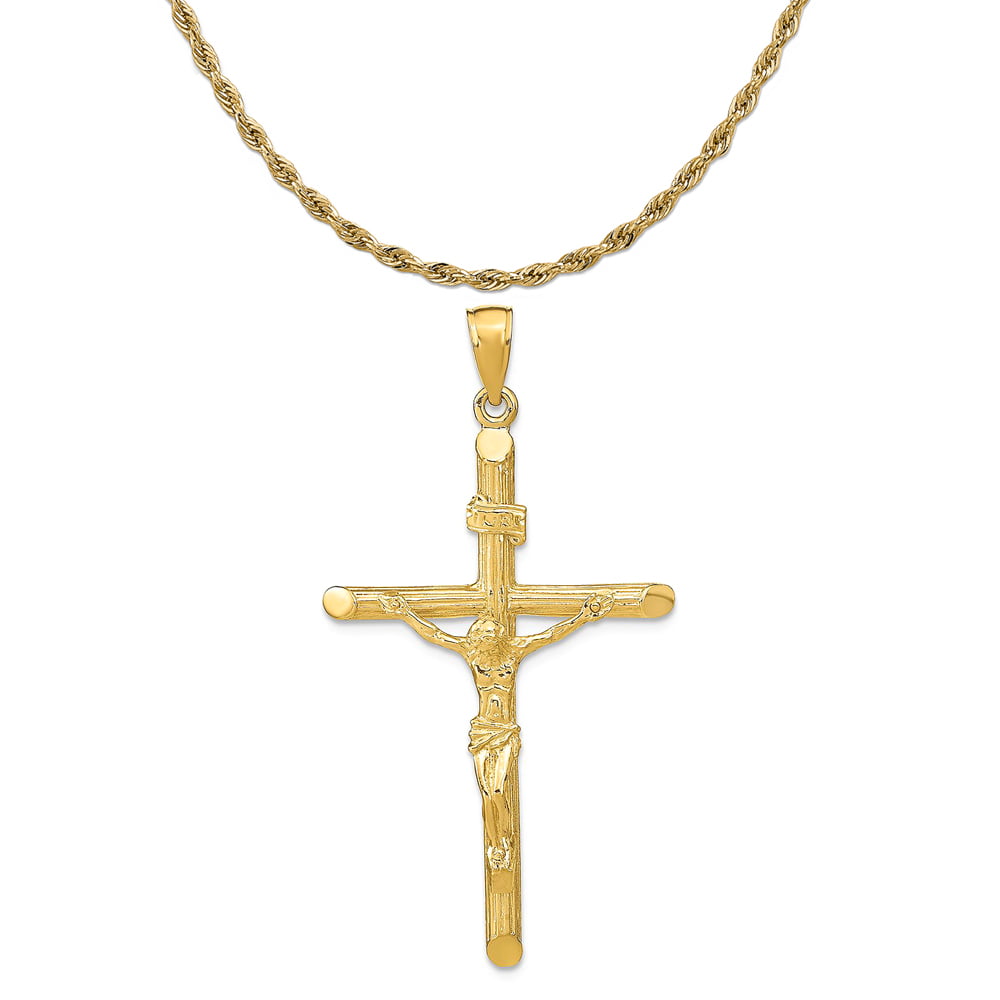 Details about   14k Yellow Gold Laser Etched Cross Religious Charm Pendant 0.99 Inch