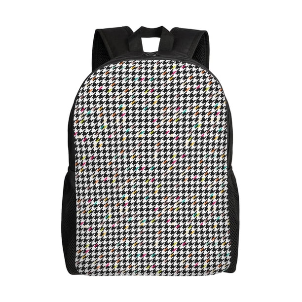Balery Black And White Houndstooth Mochila - Mochila Estilosa y Duradera para Laptop de 15 Pulgadas con Tela Oxford Impermeable